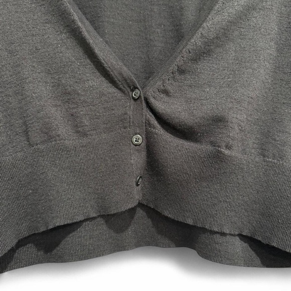 Black Cropped V-Neck Button Cardigan - Picture 3 of 4